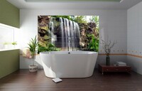 Green comfortable bath waterfal tiles