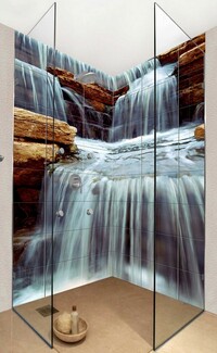 Minimlaist waterfall bathroom tiles